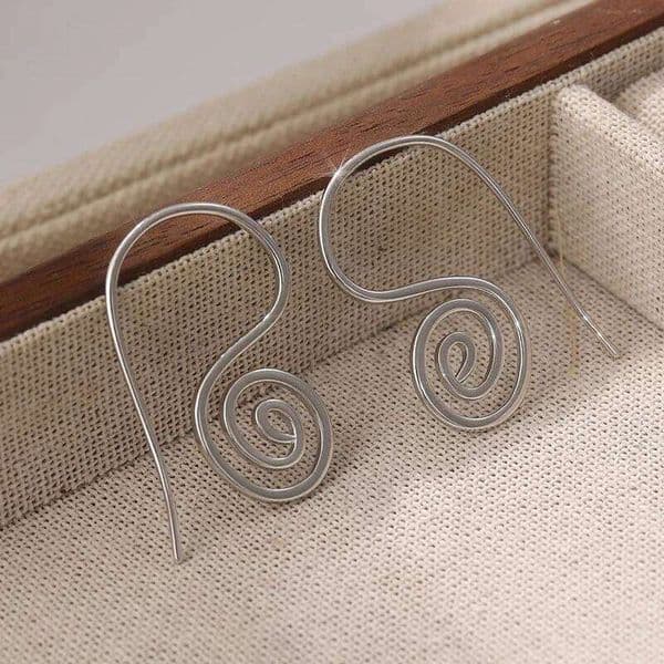 Concise Fashion Spiral Shape Silvery Plated Earrings Women Daily Versatile Party Casual Jewelry Accessories Crafts Perfect Gifts