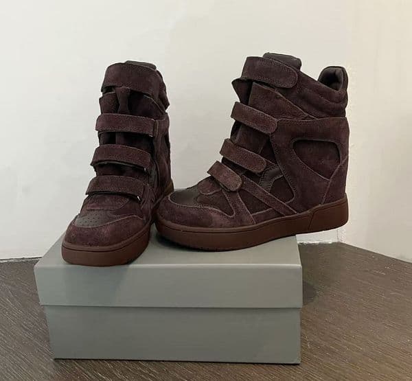 Luxury Women Dress Shoes Designer Genuine Leather Casual Shoes Women Breathable Hollow Hidden Wedges Sneakers Hook Loop Trainers High Top Boots