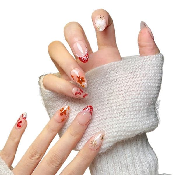 premium red armor gel polish unique handworn look for short almonds import ready