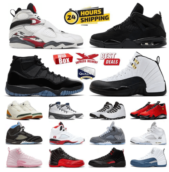 with Box 4s 5s 11s 12s Basketball Shoes Bugs Bunny Gamma Blue Black Cat Taxi Pearl Pink Off Noir Wolf Grey Fruits Of Our Labor Fragment Steel Men Women trainers Sneakers