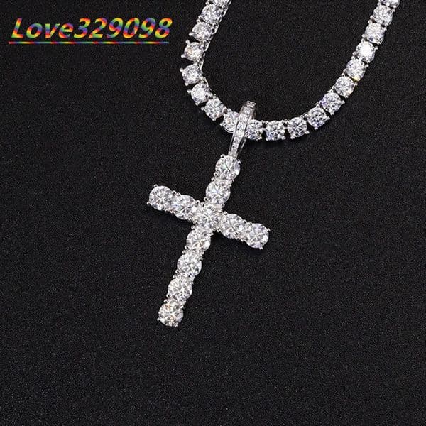 MOC Hip Hop Moissanite Cross Pendant 925 Sterling Silver VVS Moissanite Cross Jesus Christian Religious Pendant for Women Men