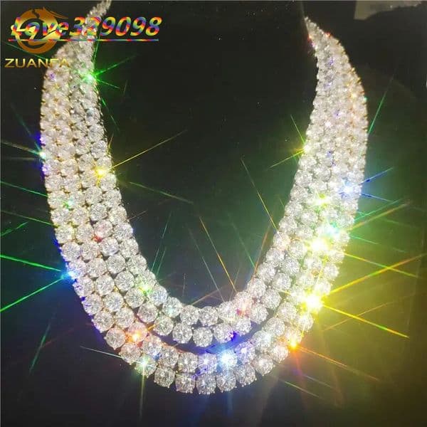 Wholesale Hip Hop Bling Jewelry 2mm 3mm 4mm 5mm 160 22 24 Inch Moissanite Outside Set Ice Tennis Necklace Jewelry Tennis Chain