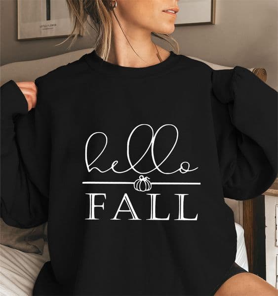 Halloween Hello Fall Letter Print New Style Cotton Crew Neck Women's Long Sleeve Sweatshirt - VT2247