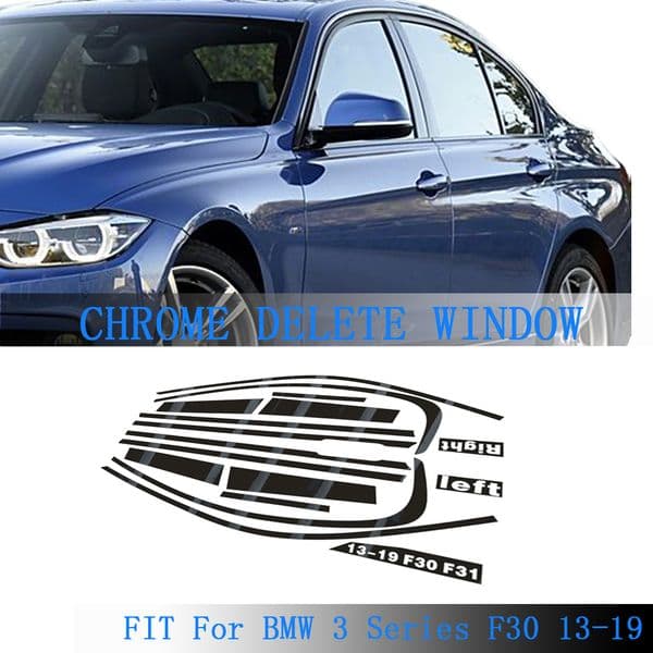 Glossy Black PVC Car Window Decorative Strip Sticker for BMW 3 Series F30 2013-2019 Exterior Protection Accessory