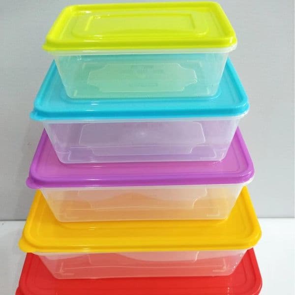 Fresh-Keeping Five-Piece Set Refrigerator Plastic Storage Freezer Small Rectangular Food Sealing Box Wholesale