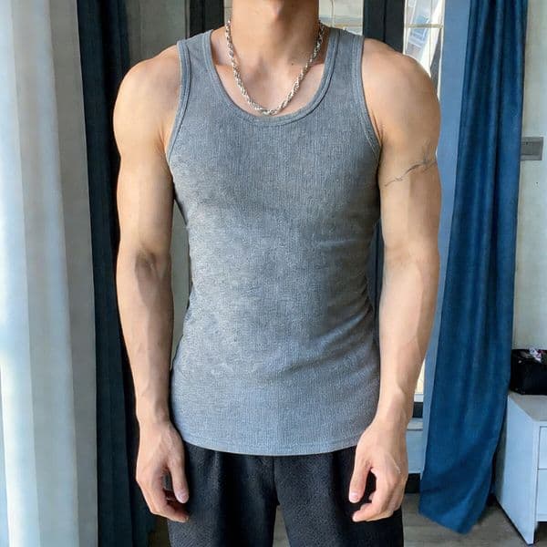 Men's Ribbed Tank Tops Slim Fit Stretch Undershirts | 3 Colors for Gym & Daily Wear