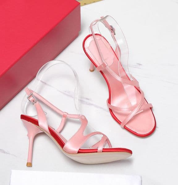 High quality genuine leather bottom women's sandals with fashionable rhinestone buckle thick strap high heels 9cm runway party dress shoes 35-42