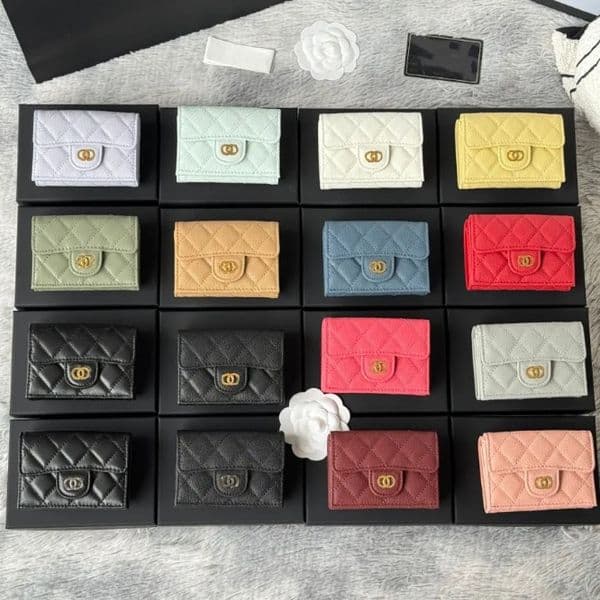 With Box Designer Wallet High-Quality Compact Women's Wallet Luxury Mini Wallet Card Holder Handheld Wallet Black Coin Purse Grained Cowhide Leather Bag5