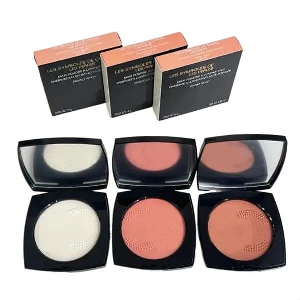 New Face Highlighter Powder Palette 3 Colors Pearly White Precious Coral Warm Gold Oversize Illuminating Face Powder 14g