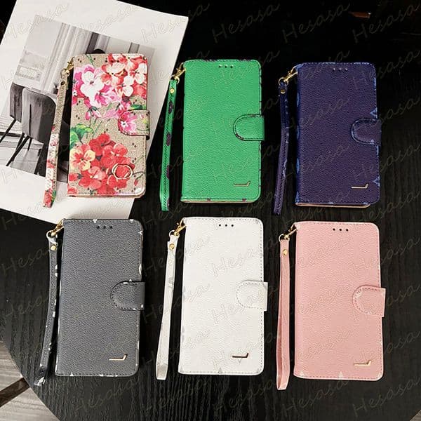 Designer Trendy Leather Wallet Phone Case for iPhone 17 Air 16 Pro Max 15 Plus 14 13 12 12pro 11 Magnetic Buckle Pouch Full Protection Cover Luxury Print Shell Strap