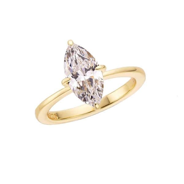 14K Gold Plated Marquise Cut CZ Eternity Ring Lab-Created Gemstone Wedding Band Jewelry for Anniversary Gifts Bridal Stacking