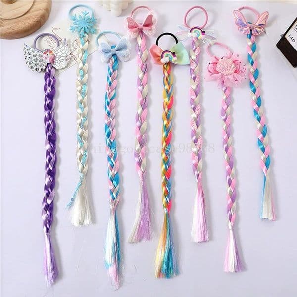 Girls Hair Bow Kids Rainbow Hair Tie Princess Accessories Toddler Snowflake Elastics Baby Accessories No Damage Braid