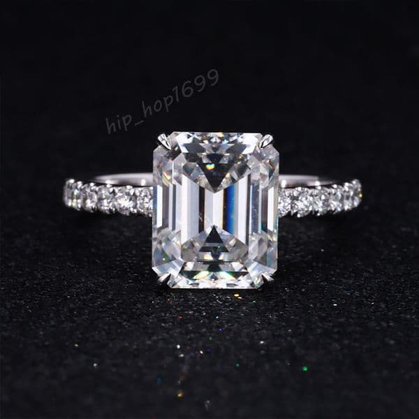 14K 18K White Gold Ring Diamond Jewelry Women Moissanite Miain Stone Lab Grown Diamond Side Stone Wedding Ring Set
