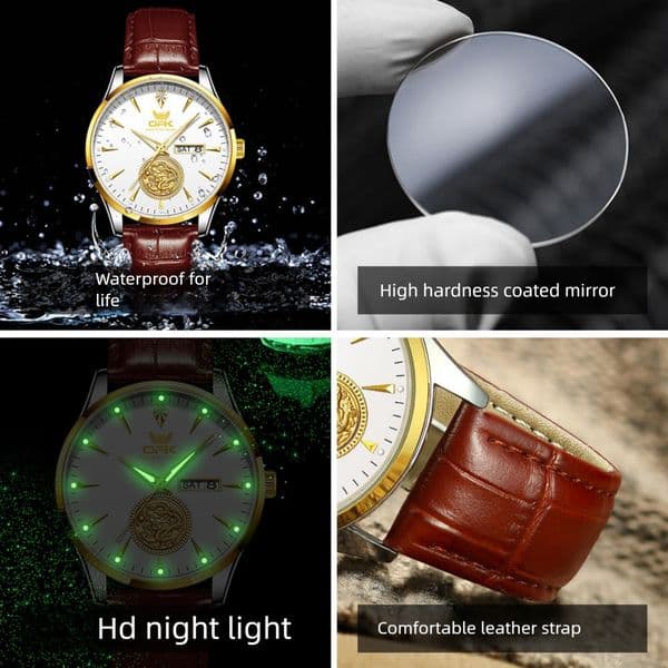 New OPK brand watch, fashionable, waterproof, luminous, dual calendar, business men's watch, trendy, simple, fashion luxurious men's watch