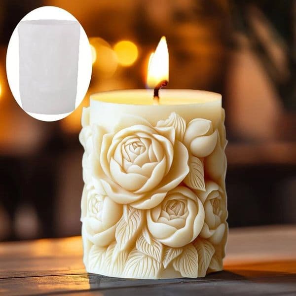 Valentine's Day DIY Peony flower cylindrical candle silicone mold Rose relief resin mould Flower plant Mother's Day gift gypsum molds ddmySat