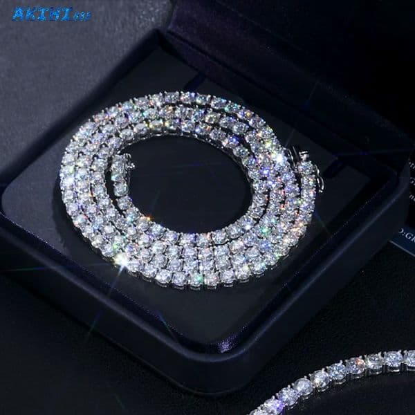 Luxury 3mm Moissanite Chain Necklace 925 Sterling Silver Durable Shining Bridal Gifts 4mm 2mm Women Men Gra VVS Tennis Jewelry