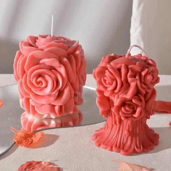 Valentine's Day DIY 3D ball Valentine's Day flower candle silicone Rose bouquet resin gypsum mold ddmySat