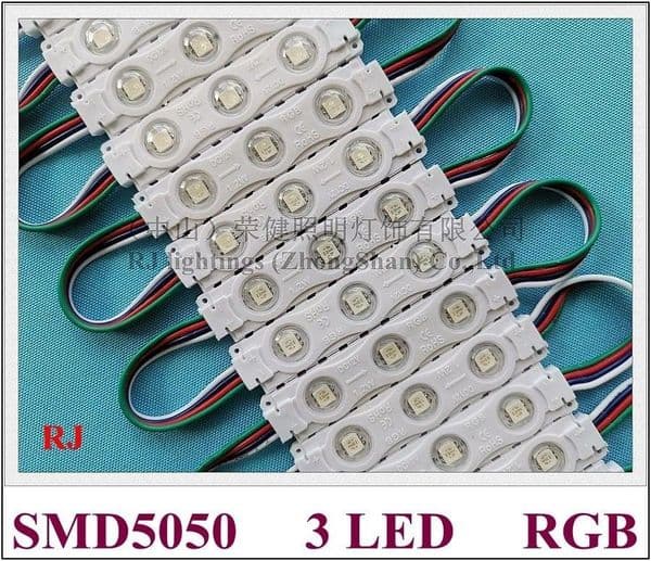RGB LED Light Module SMD 5050 DC12V 1W 3 led IP66 78mm X 17mm X 6mm