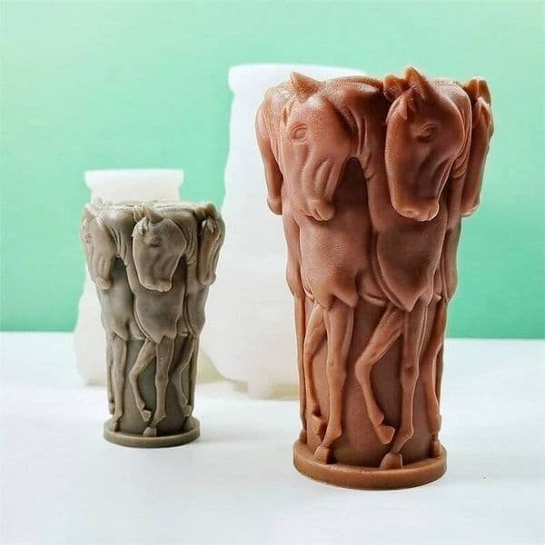 Valentine's Day Herd Horse Statue Candle Silicone Mold Riding Sculpture Art Soy Wax Molds Figurine Animal Poney Resin Gypsum silicone mold ddmySat