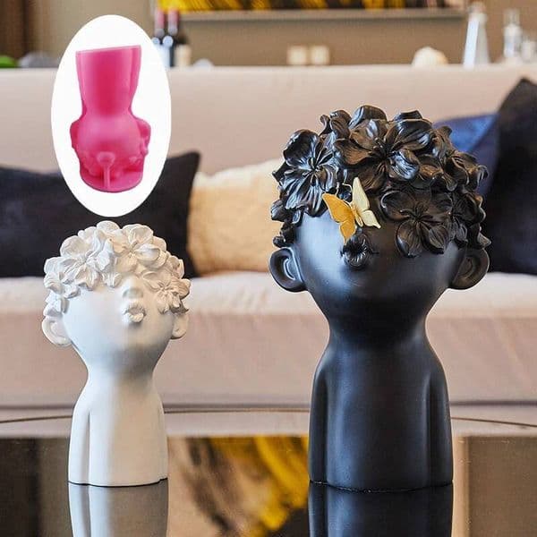 Valentine's Day 3D Large 20CM Flower Cover Eyes Boy Plaster Ornament European Style Character Scented Candle Mould Silicone Mold ddmySat