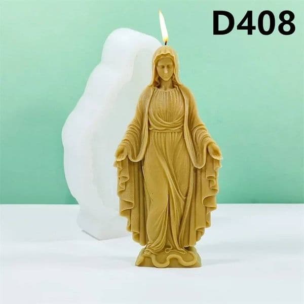 Valentine's Day 2D Large Virgin Candle Silicone Western Mythical Figure Goddess Mary Statue Sculpture Concrete Cement Gypsum Mold ddmySat