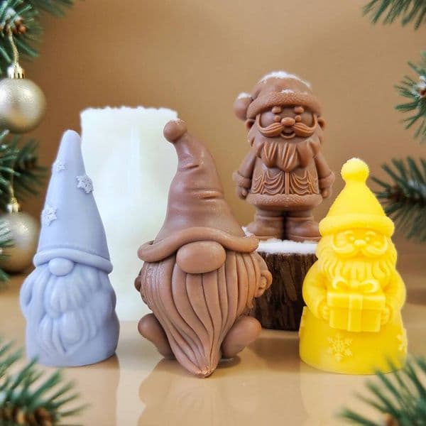 Valentine's Day Silicone Mold DIY Dwarf Santa Claus Aroma Plaster Resin Mould Bearded Old Man Christmas Candle Making Supplies ddmySat