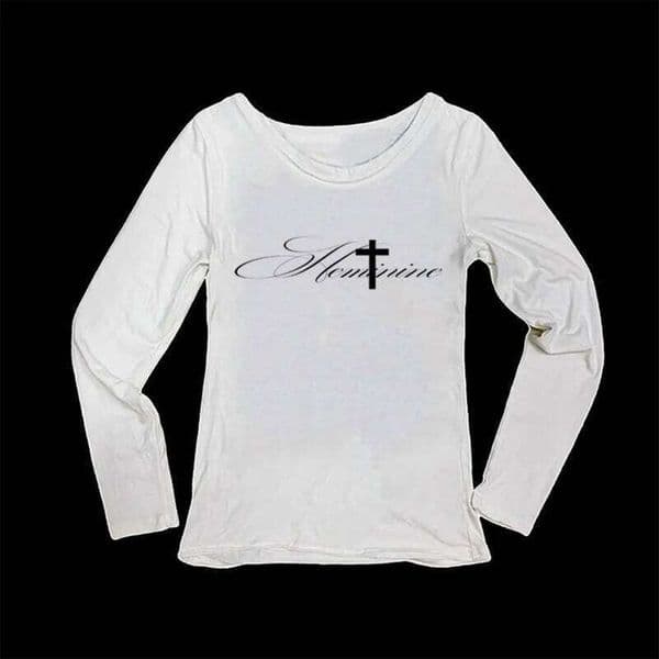 Women's Y2K Street Decoration Body Harajuku Fashion Casual Top Summer Retro Gothic White Printed T-shirt Spicy Girl