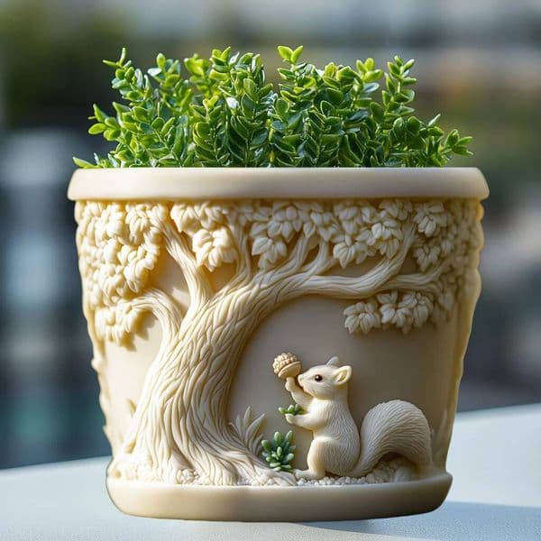 Valentine's Day Cute Multi-meat Plant Flower Pot Resin Silicone Molds Pine Pines Squirrel Embossed Box Candle Cup Gypsum Mould ddmySat