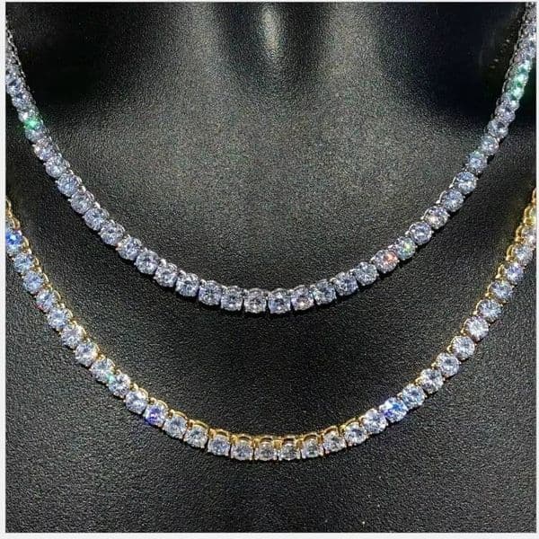 Hip Hop Mens Iced Out Diamond Tennis Chain Necklace Gorgeous Gold Icy Diamonds Choker Chain Necklace Bling Jewelry