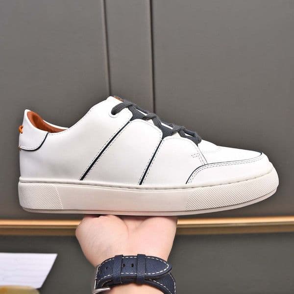 Designer Casual Shoes For Men's Color Blocked Simple White Shoes Versatile Fashion Lace Up Casual Shoes