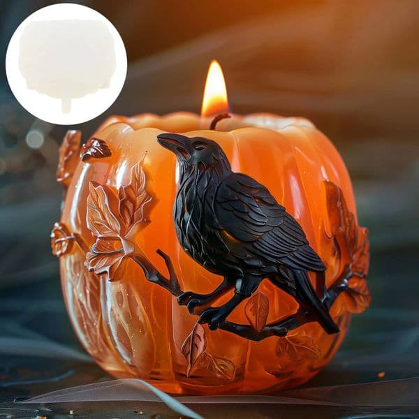 Valentine's Day Maple Relief Crow Black bird Ball Pumpkin Candle Silicone Mould Resin Mold Crows Gypsum Molds ddmySat
