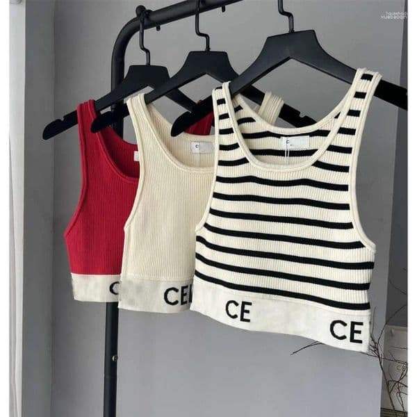 Women's T Shirts Women Tank Top Womens Designer Shirt Black White Strip Letter Summer Short Sleeve Ladies Clothing Size S-L Camis Tops Femme