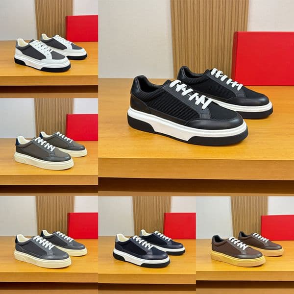 Designer Men Shoes Gancini Sneakers Luxury Cassina Leather Shoes Gancio Low Top Casual Shoes Man Suede Mesh Trainers Multicolor 1040