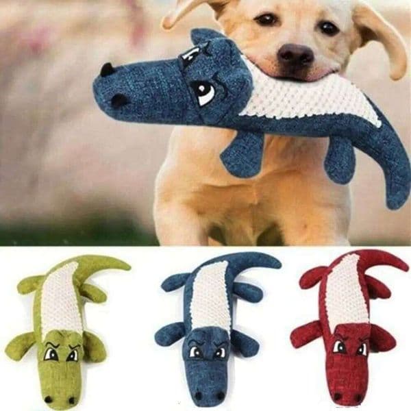 Pet Linen Plush Crocodile Animal Dog Chew Squeaky Noise Cleaning Teeth Supplies Toy Tough Interactive Doll 26H0122