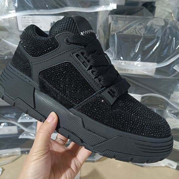 Designer Comfortable Platform Casual Shoes with Rubber Sole for Men and Women MA-1 Sneakers Crystal Embellished Genuine Leather Sneakers 973