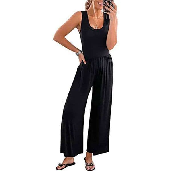 Hepburn one-piece sleeveless waist summer new style hang feeling baggy broad leg drag belt trousers