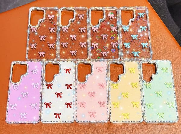 S26 3D Bow Soft IMD TPU Cases For Iphone 17 Air 16 Pro Max 15 14 13 Samsung A37 A57 A07 A17 S25 S24 Plus Ultra A16 A26 A36 A56 Bling Diamond Bowknot Cute Lovely