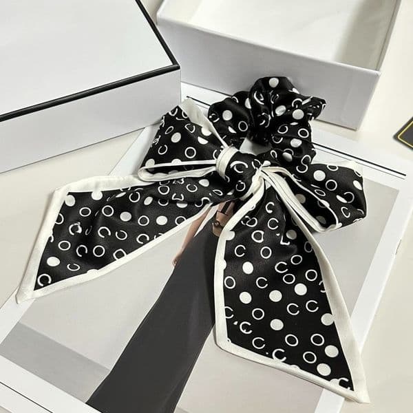 Hair Rubber Bands Black White Camellia LargeHair Rubber Bands Satin Fragrance Temperament Versatile Hair Tie Accessory