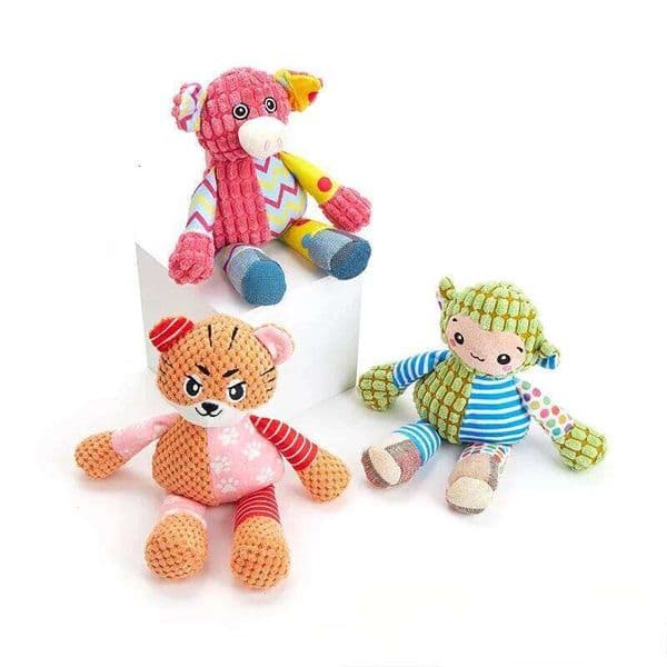 Interactive Dog Toy with Squeaker Bite Resistant Animal Design Teeth Cleaning Grinding for Pet Supplies Squeaky Plush Toys 26H0122