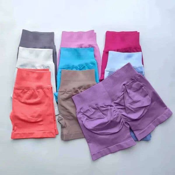 Women Fitness High Ribbed Waist Seamless Scrunch Workout Gym Hight Stretch Running Fashion Yoga Shorts