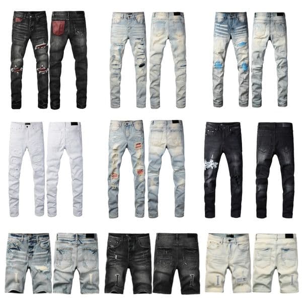 mens jeans designer womens jean shorts men High quality slim fit black jeans Hip hop ripped hole motorcycle casual jogging pants Wear sports shorts for daily wear