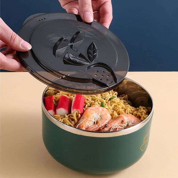 1000/1300ML Ramen 304 Stainless Steel Noodle Bowl with Lid Heat Resistant Instant Noodles Bowls Cooker Kitchen Tableware 26H0123
