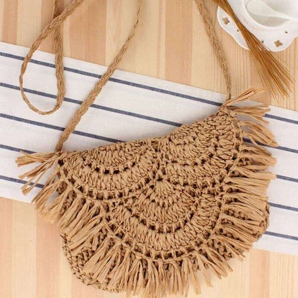 New Arrival Handmade Straw Shoulder Bags for Women Tassel Crossbody Bag Pouch Female Travel Beach Phone Purse Vintage Handbags