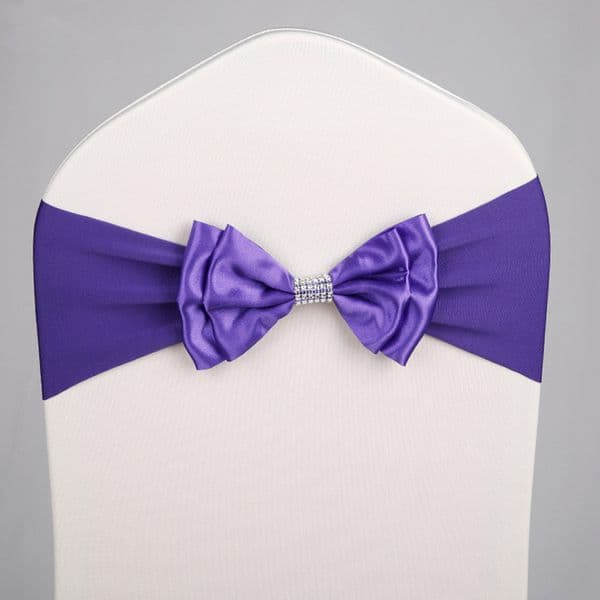 10pcs Elastic Spandex Sashes with Diamond Buckle For Chairs Back Bands Bow Tie Hotel Restaurant Birthday Party Wedding Decoration