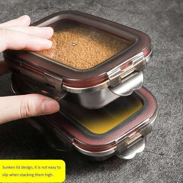 304 Stainless Steel Lunch Box Leak Proof Portable For Commute Microwave Refrigerator Safe Eco Friendly Food Container 26H0123