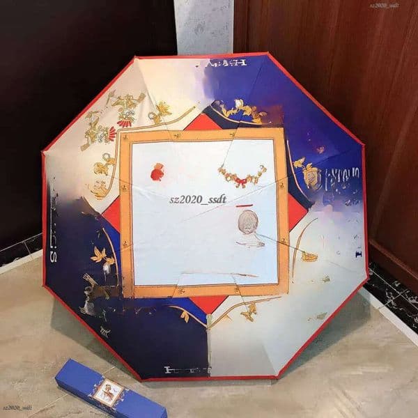 Fully automatic double-layer 3-fold vinyl-coated sunshade, UV-resistant sunshade and rain umbrella dual-purpose umbrella