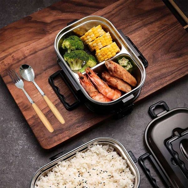 Food-Grade Black Double-Layer Insulated Lunch Box food Container Leakproof Thermal Bento box for Student Office School Camping 26H0123