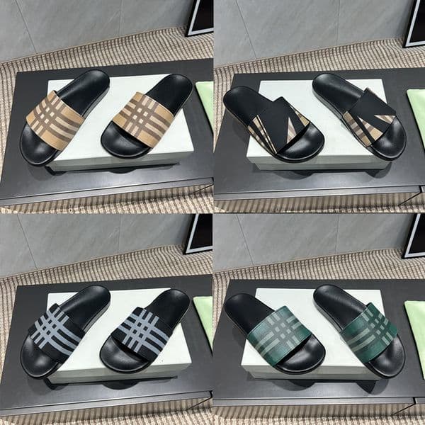 Designer Check Slides Summer Beach Slippers Vintage Printing Slider Men Classic Sandals 1031