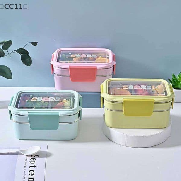 CC11Stainless Steel Divided Bento Box With Detachable Lid Student Portable Large Capacity Sealed Lunch Container 26H0123