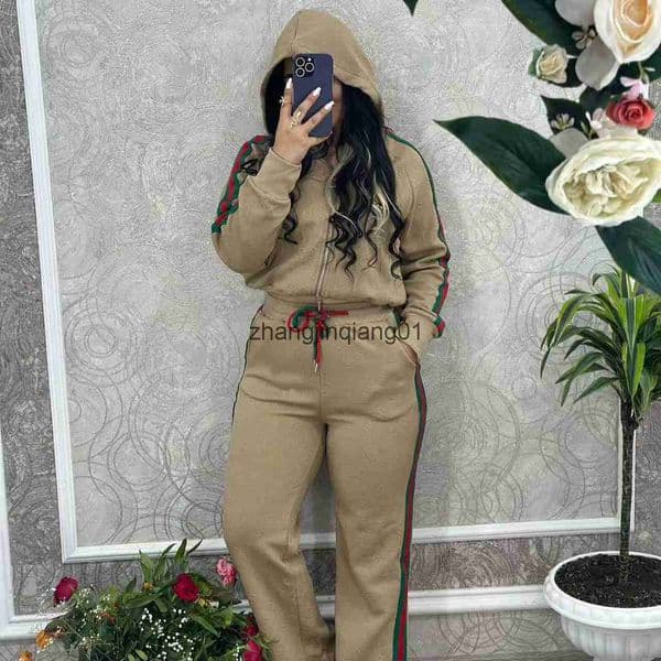 Designer gg Hoodie Jacket Sweater Coat Tracksuit Autumn Winter Vintage Luxury Brown Green Zip Up Hoody Womens Mens Bodysuit Sweatpants